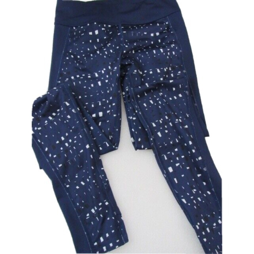 Under Armour Logo Sz XS Activewear Blue Geometric‎ Yoga Pants Leggings